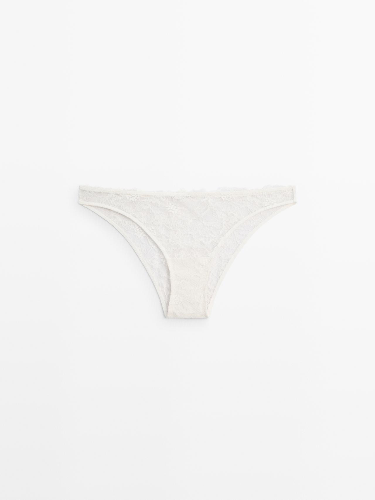 Scalloped lace briefs — Ecru