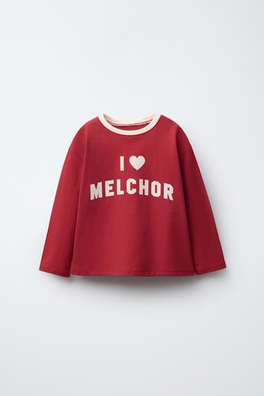 'I LOVE MELCHOR' SLOGAN T-SHIRT - Red by Zara
