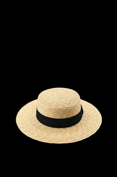 Zara HAT WITH CONTRASTING BAND - Light beige - Image 0