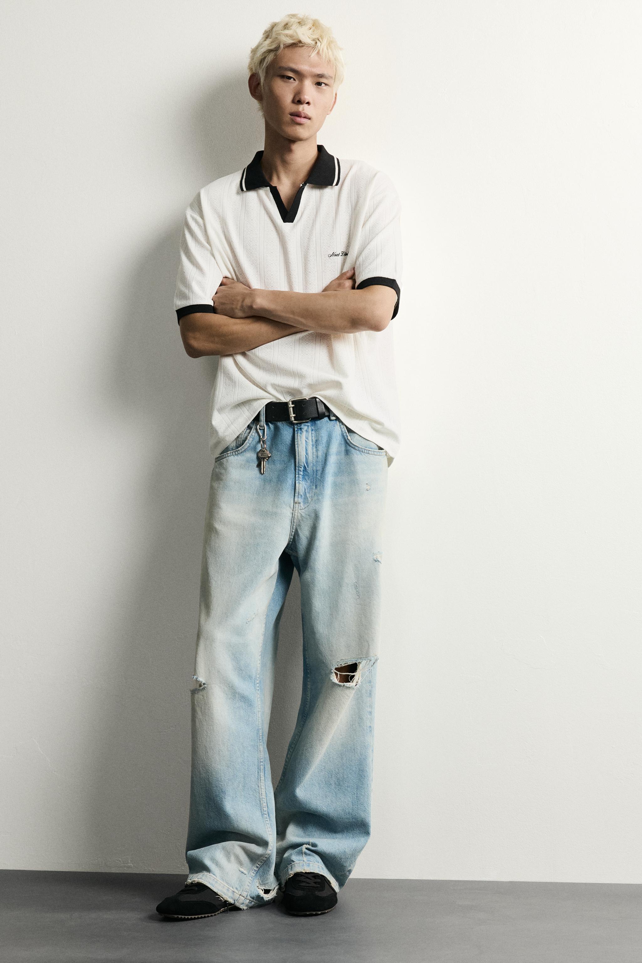 Zara NAKIŞ DETAYLI TEXTURE POLO T-SHIRT görsel 6