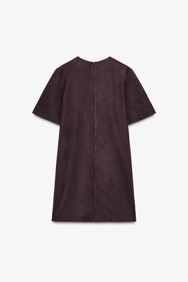 STUDDED FAUX SUEDE DRESS - Dark brown by Zara - Image 5