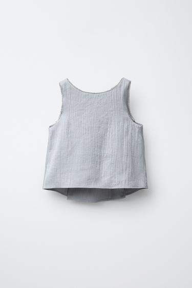 CRINKLE-EFFECT SATIN TOP - Silver by Zara