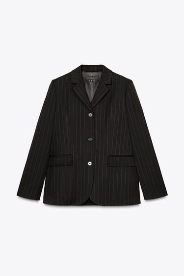 MINIMAL STRIPE BLAZER ZW COLLECTION - Brown by Zara - Image 0