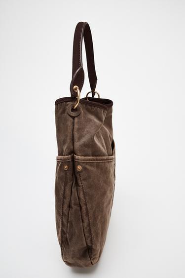 SAC SHOPPER EFFET USÉ - Marron de Zara - Image 4