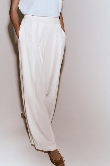 PALAZZO TROUSERS WITH DARTS - Oyster-white by Zara