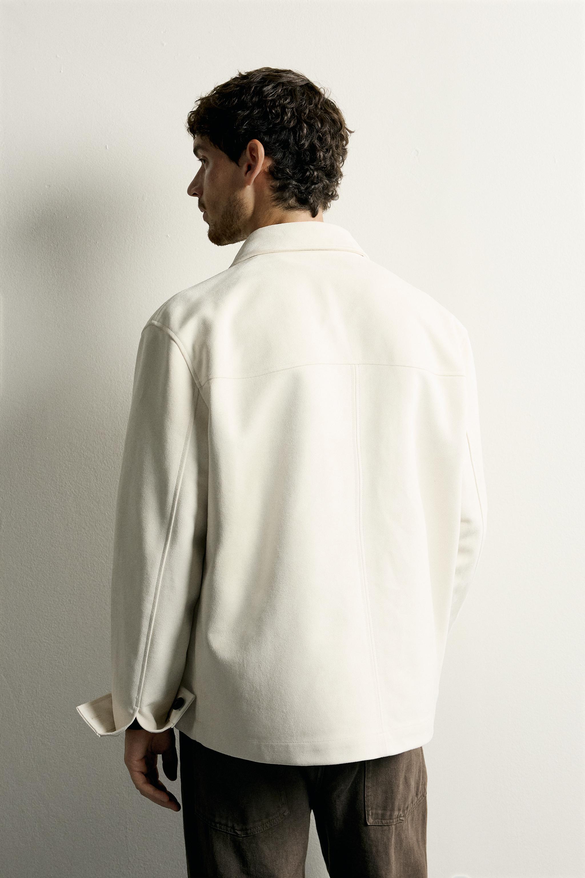 REGULAR FIT FAUX SUEDE OVERSHIRT - thumbnail 3