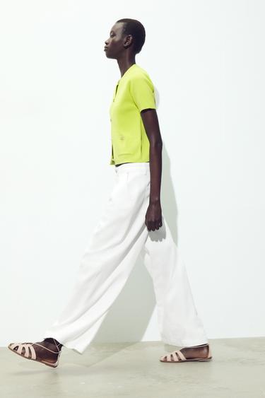 SHORT SLEEVE KNIT CARDIGAN - Lime by Zara - Image 3