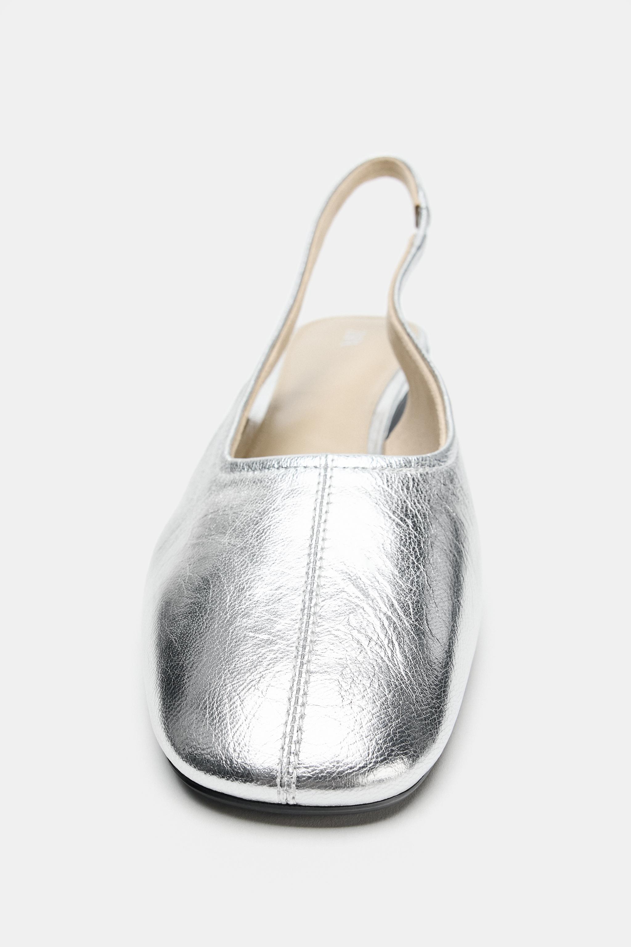 Обувь Zara METALLIC LEATHER SLINGBACKS — фото 5