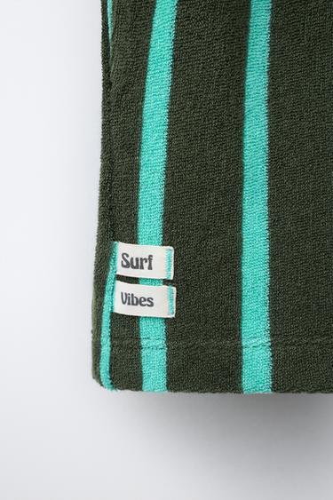 SHORT ÉPONGE À RAYURES - VERT de Zara - Image 3