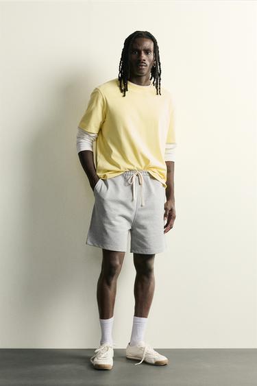 RELAXED FIT JOGGER BERMUDA SHORTS - Grey marl by Zara