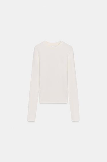 تيشرت بأكمام طويلة مطرّز - خَام الخاص بـ Zara