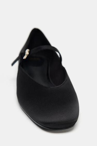 SATIN-EFFECT BALLET FLATS 50TH ANNIVERSARY - Black by Zara - Image 3