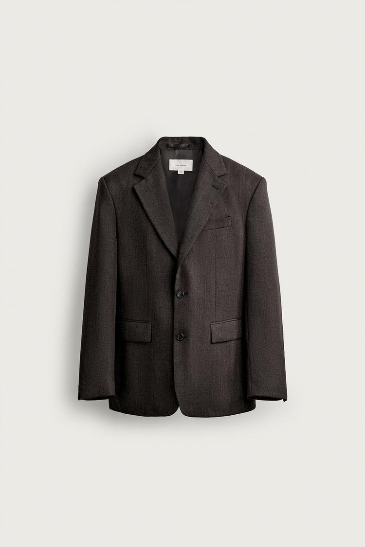 MANTECO® 100% WOOL STRIPED SUIT BLAZER — Black / Brown