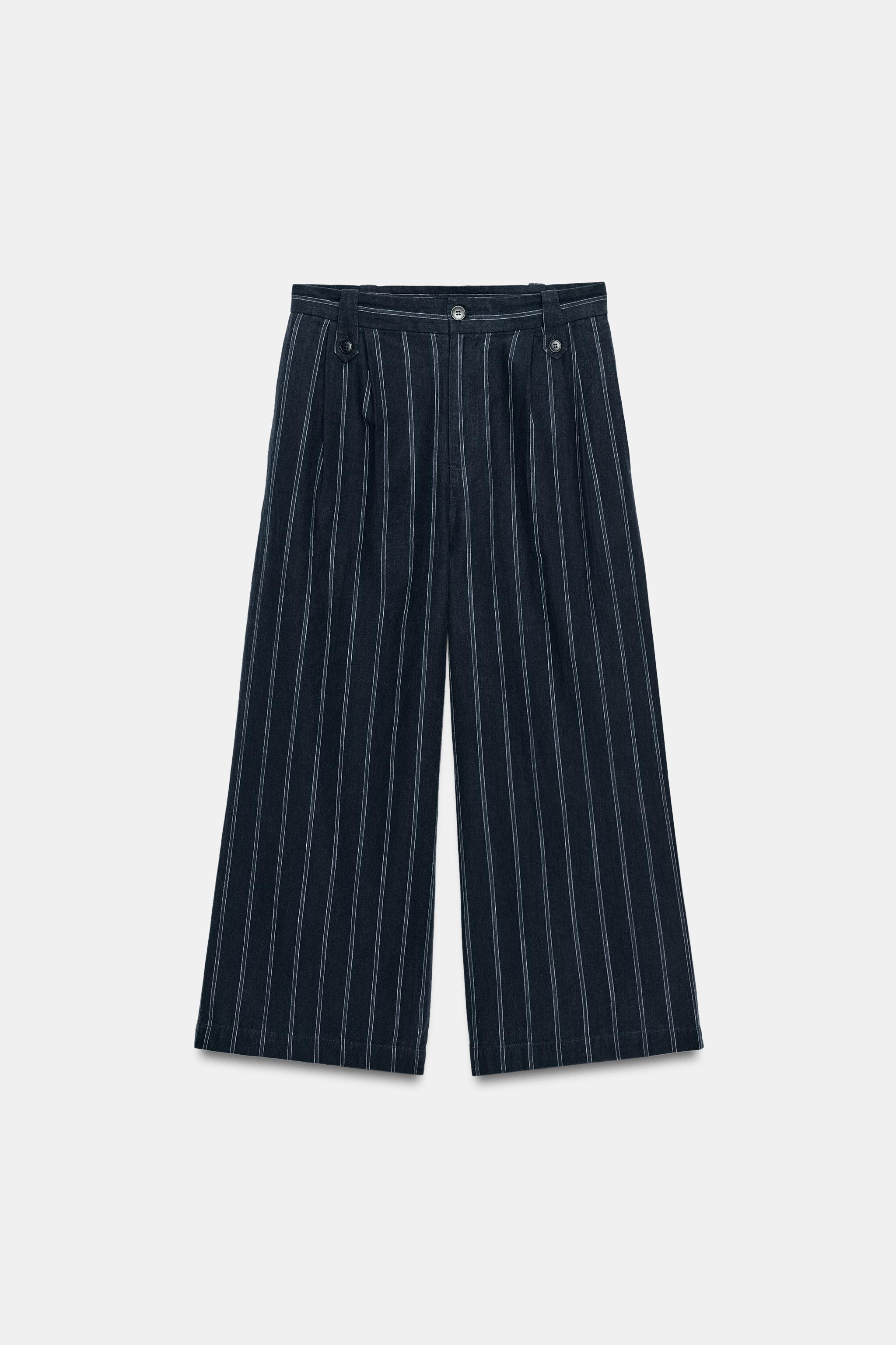 PANTALON À RAYURES AVEC LIN ZW COLLECTION