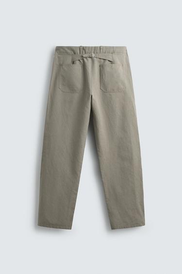 RELAXED FIT TROUSERS WITH TAB - Grey green by Zara - Image 8