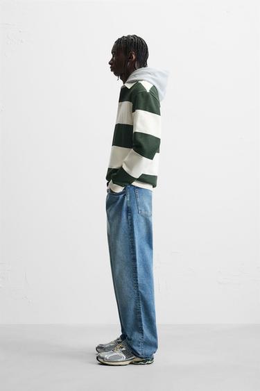 SWEAT POLO COL CONTRASTANT - Écru / Vert de Zara - Image 3