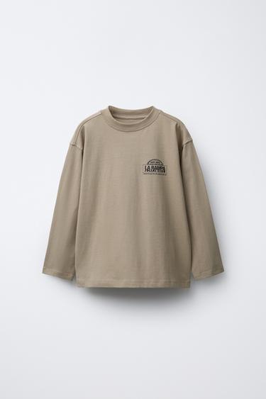 CAMISETA ESTAMPADO LOGO - Marrón / Verde de Zara