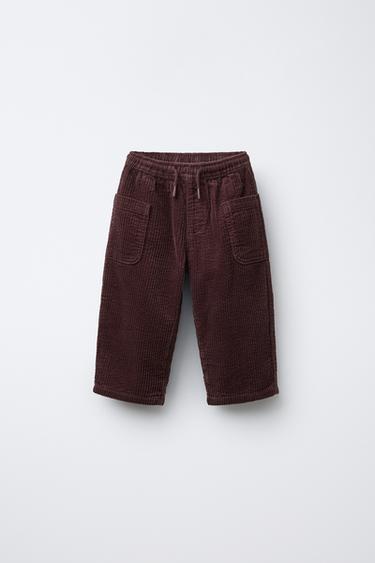 PANTALÓN PANA BOLSILLOS - Burgundy de Zara