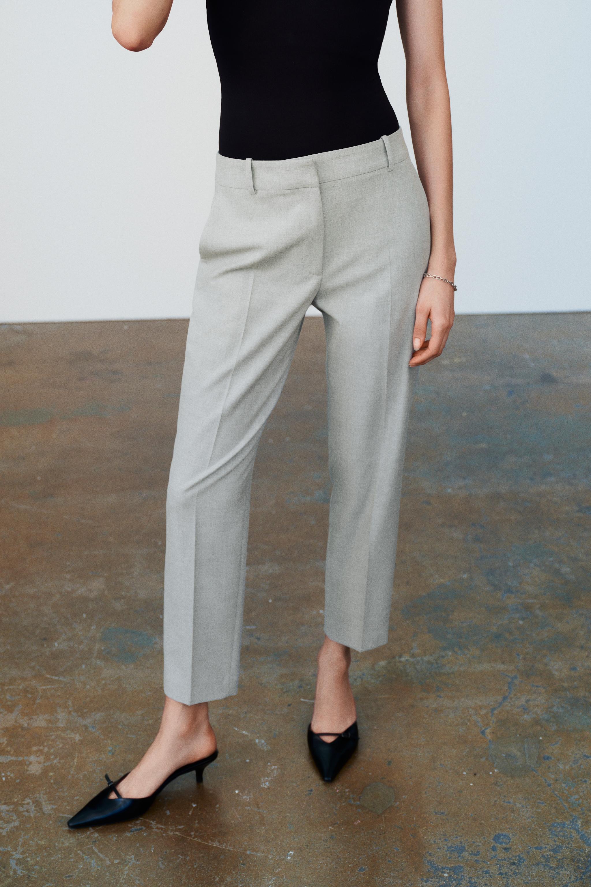 Grey cropped shop trousers