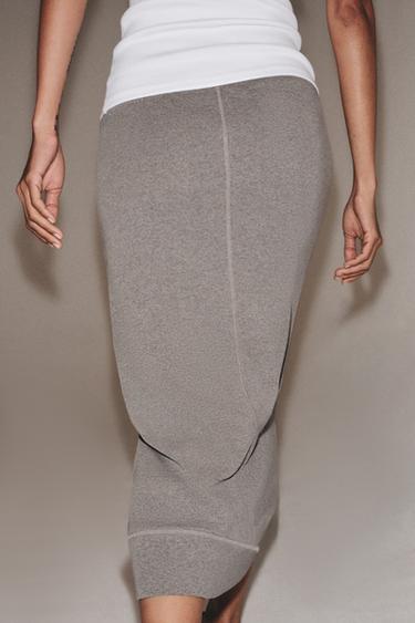 Zara FLUID MIDI SKIRT - Gray marl