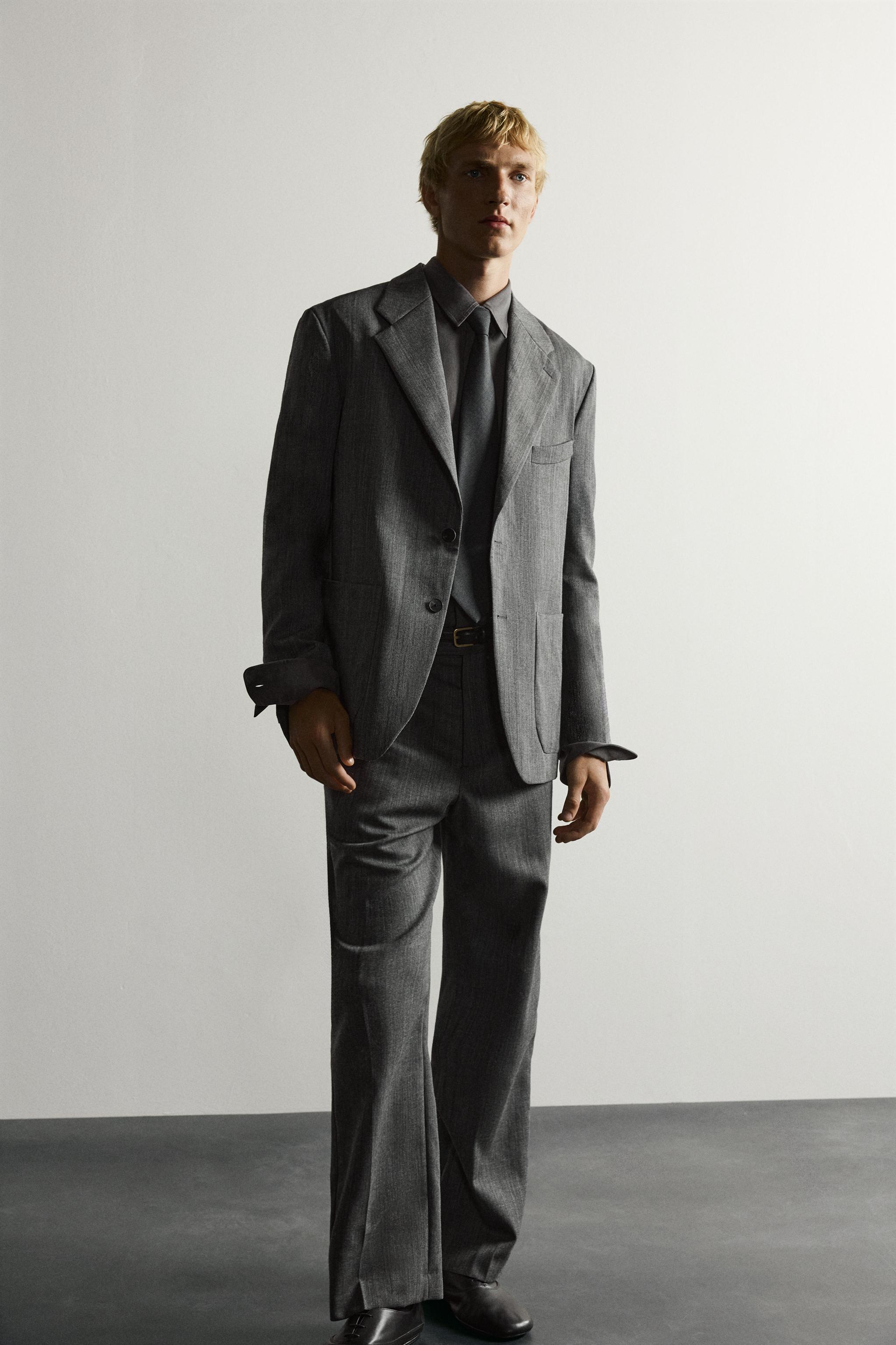 100% WOOL RELAXED FIT SUIT PANTS
