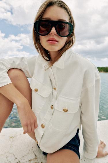BLOUSON BOUTONS DORÉS - Blanc de Zara - Image 2