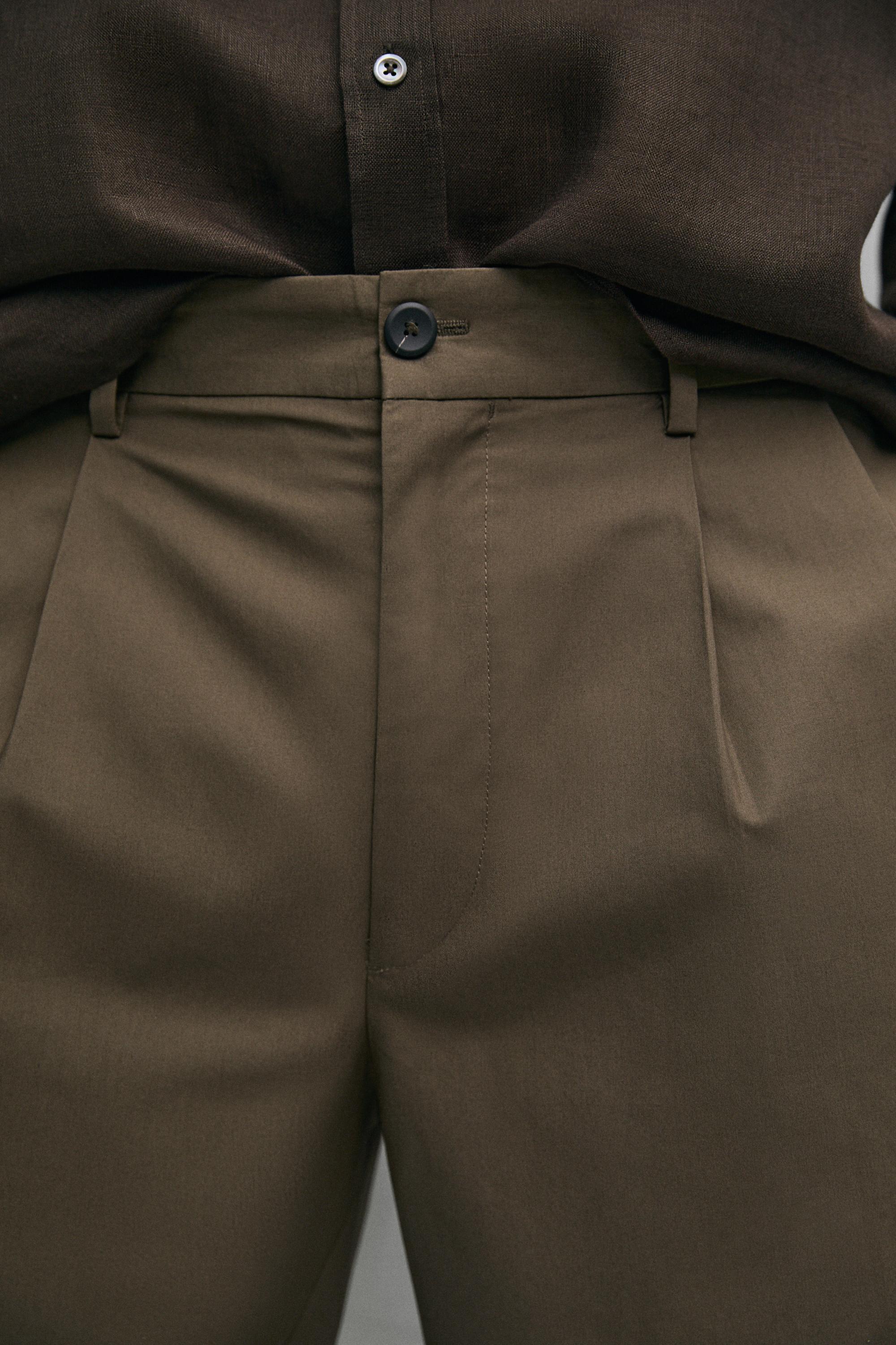 Cotton trousers with double darts