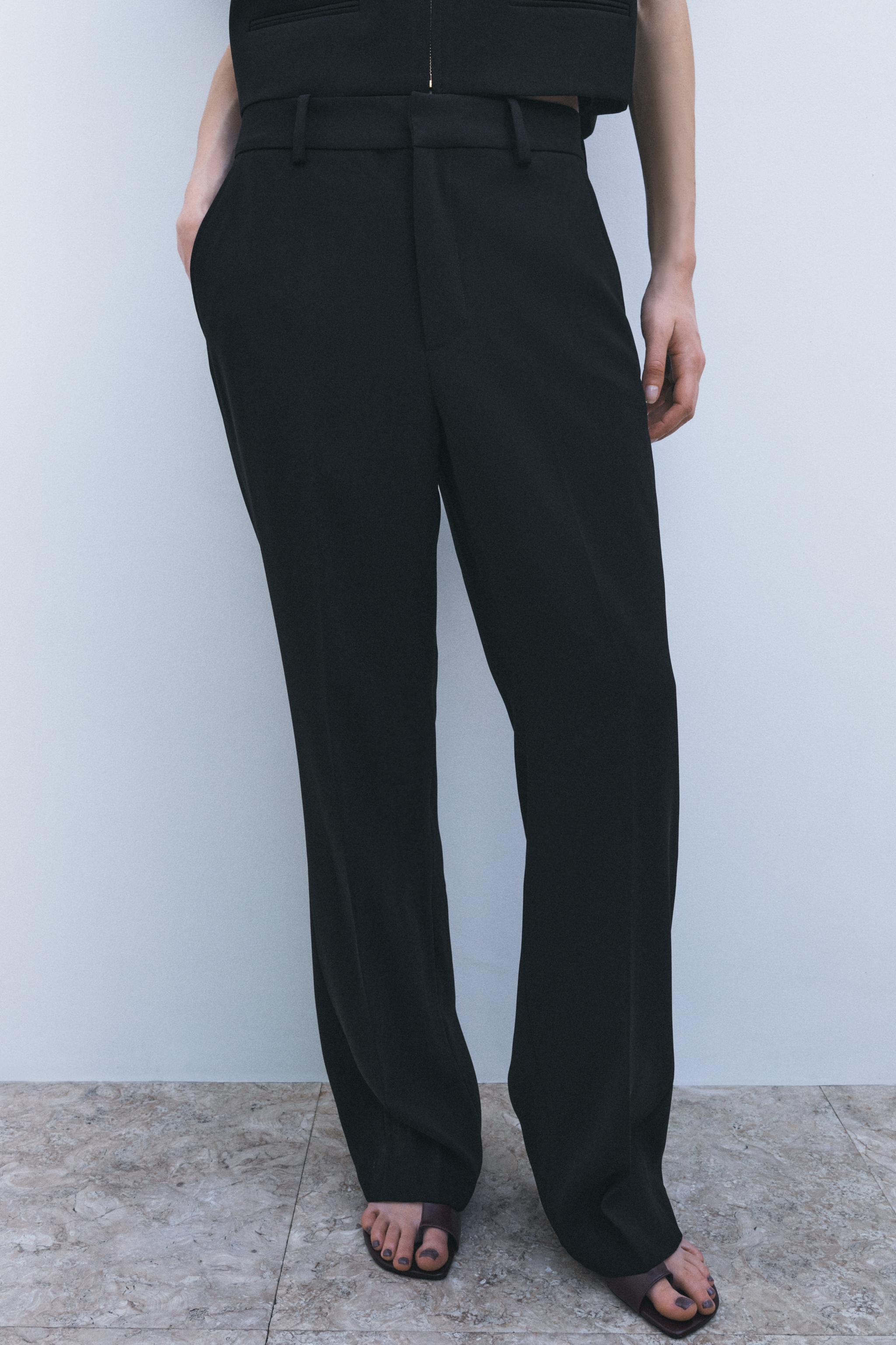 ☆ドイツ発*ZARA*新作*クロップドストレートフィットパンツ/V☆ ZW コレクション STRAIGHT-FIT パンツ - ブラック | ZARA Japan