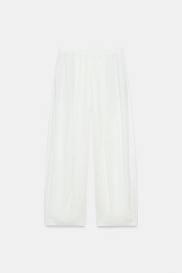 PANTALÓN BARREL ZW COLLECTION - Blanco roto de Zara