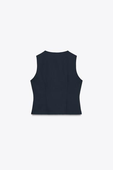 CREPE TOP WITH BUCKLES - Navy blue by Zara