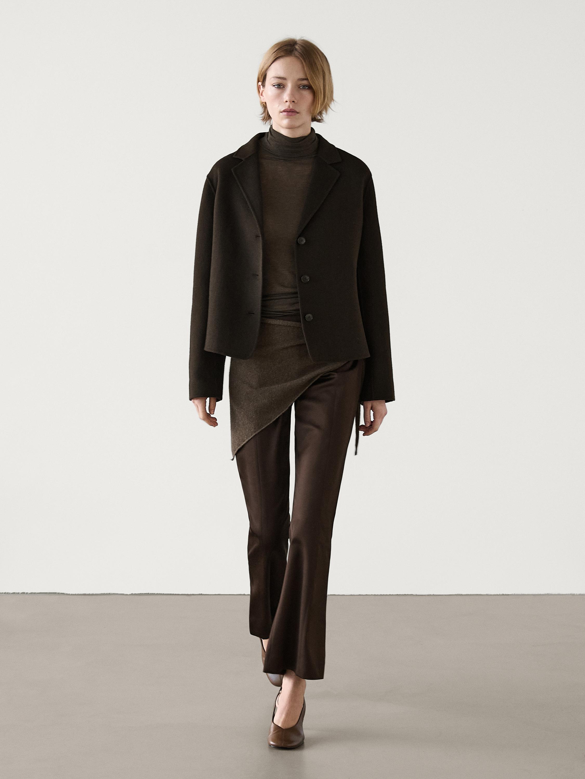 Short wool blend jacket - Chocolate | ZARA United States
