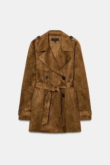 TRENCH EFECTO ANTE CINTURÓN - Marrón de Zara