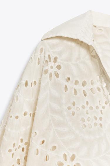 ZW COLLECTION SHIRT WITH CUTWORK EMBROIDERY - camel by Zara - Image 6