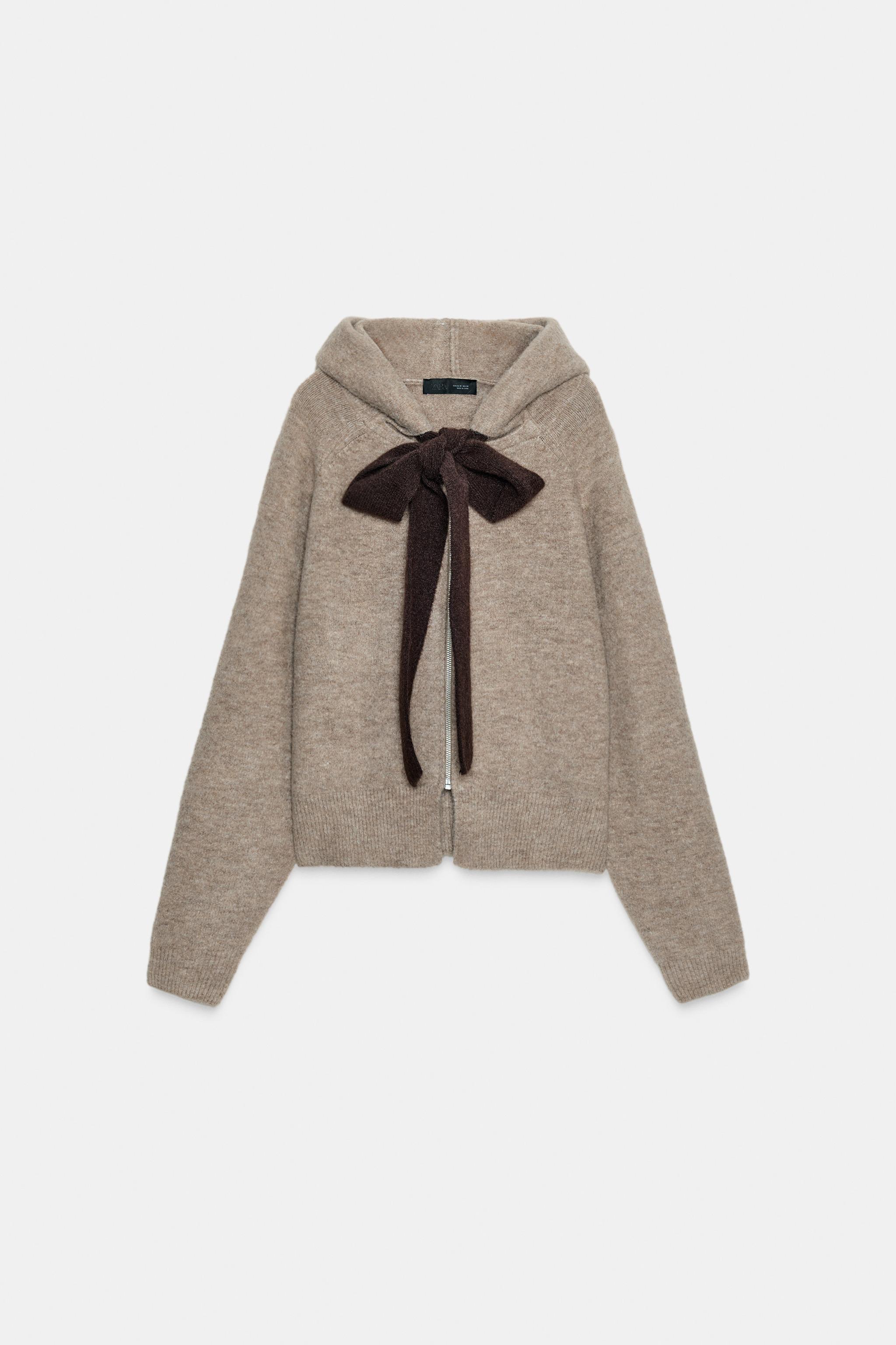 HOODIE CARDIGAN WITH BOW