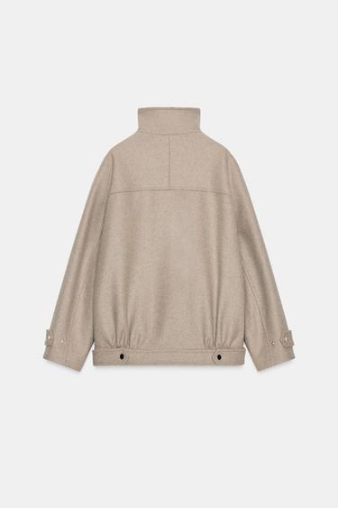 WOOL BLEND BOMBER JACKET WITH HIGH NECK - Light mink by Zara - Image 7