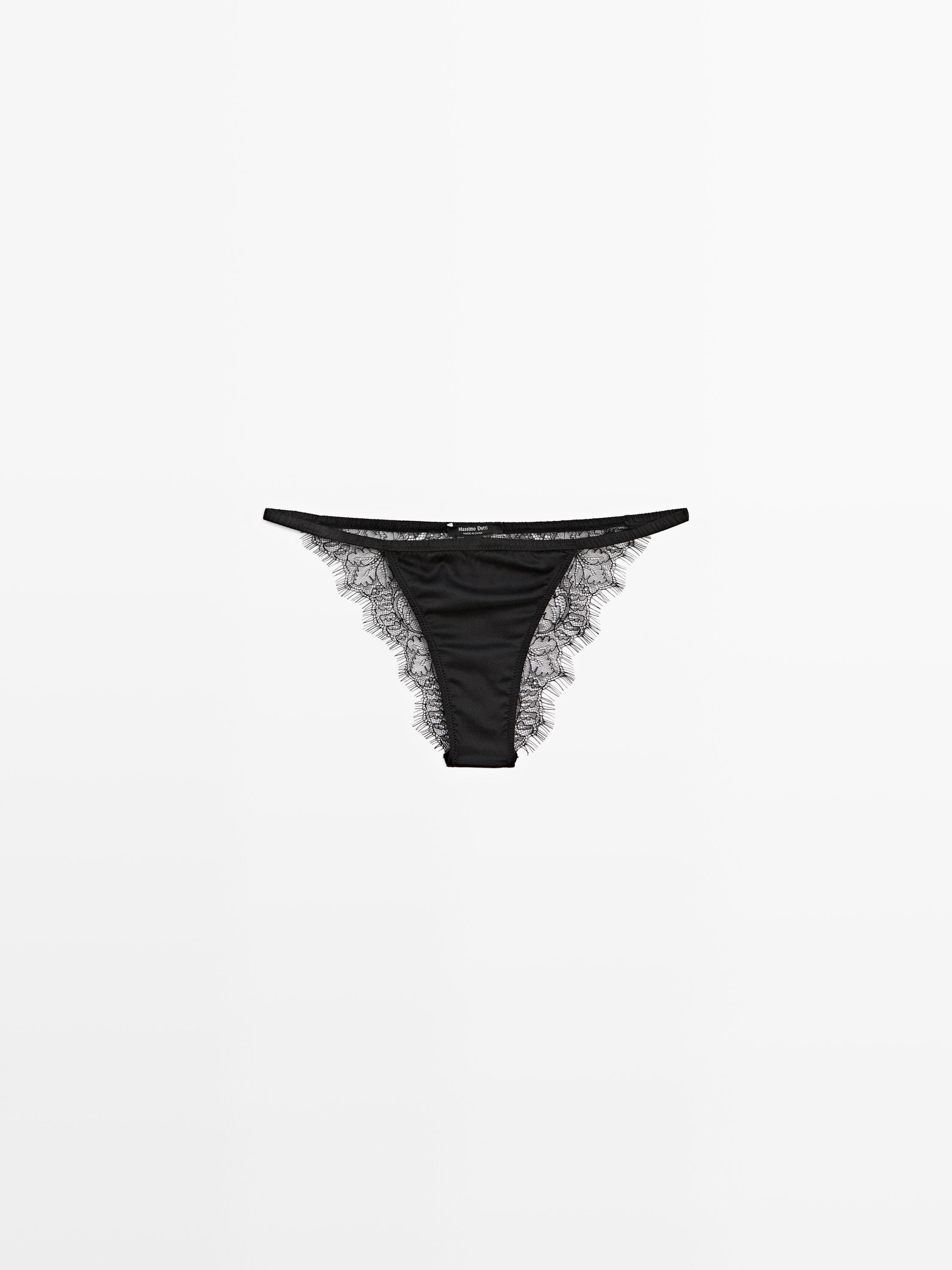 Silk blend briefs with lace detail