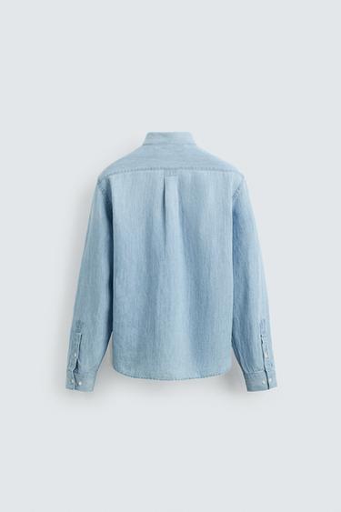 REGULAR FIT DENIM SHIRT - Light blue by Zara - Image 7