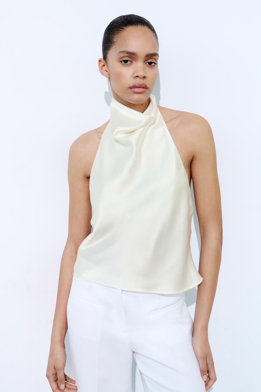 Satin White Crop Bralette Top- Zara, #Zara #crop top