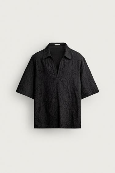 CAMISA POLO RELAXED FIT JACQUARD - Negro de Zara