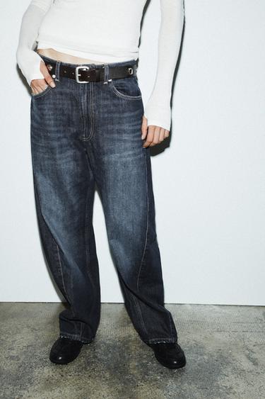 TRF BAGGY BALLOON MID-WAIST JEANS - Navy blue by Zara