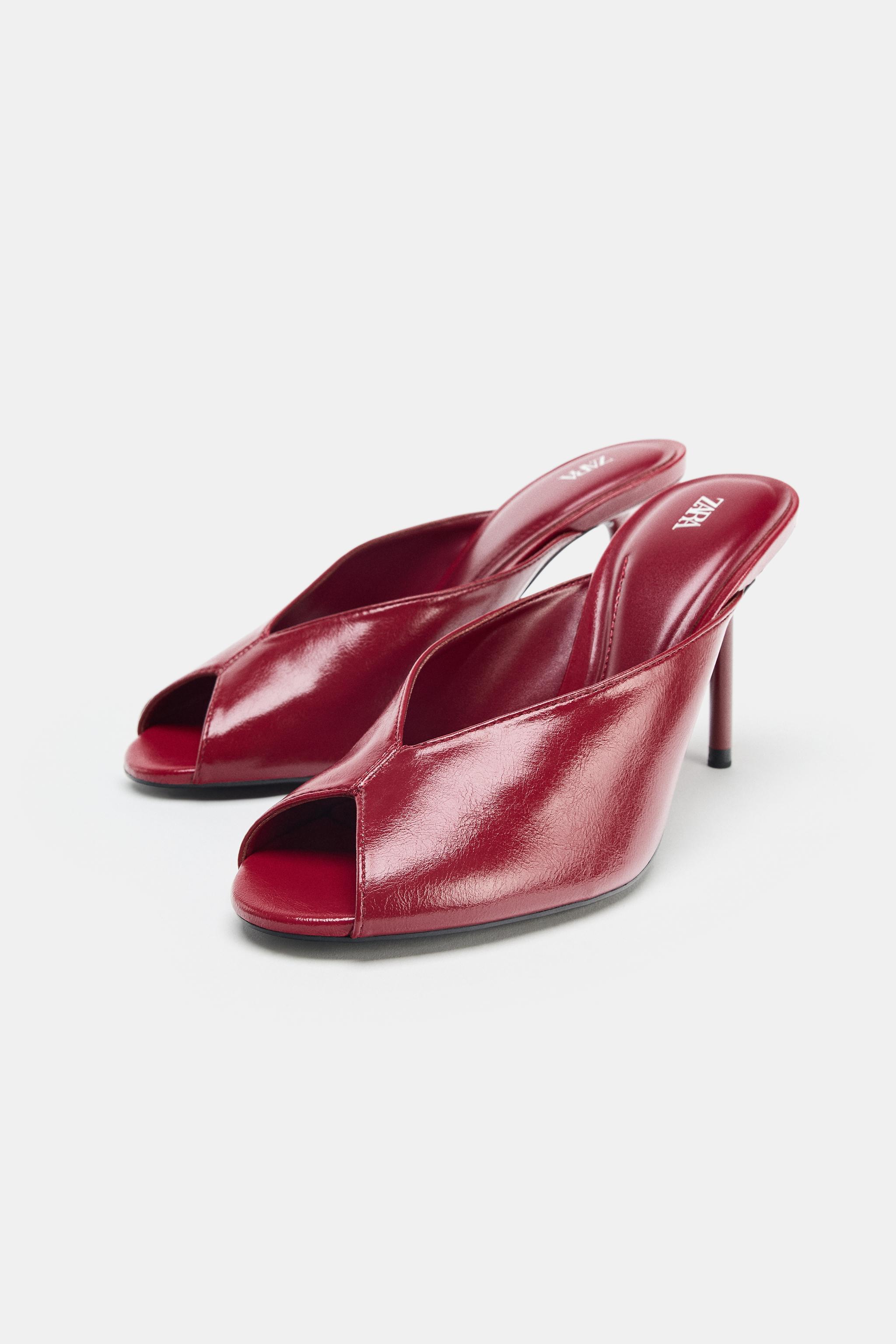 OPEN TOE SANDALS - Burgundy Red | ZARA United States