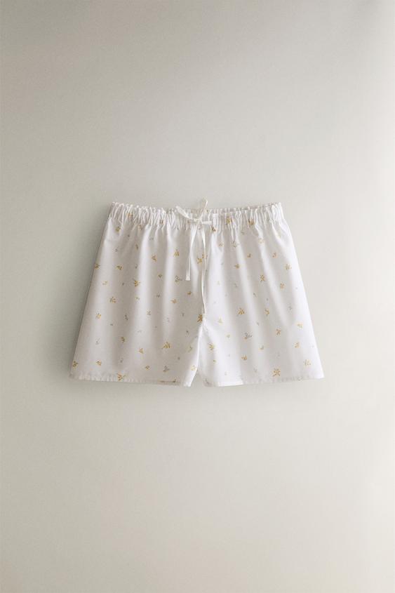 CALÇA CURTA FLORAL - Branco da Zara - Imagem 0