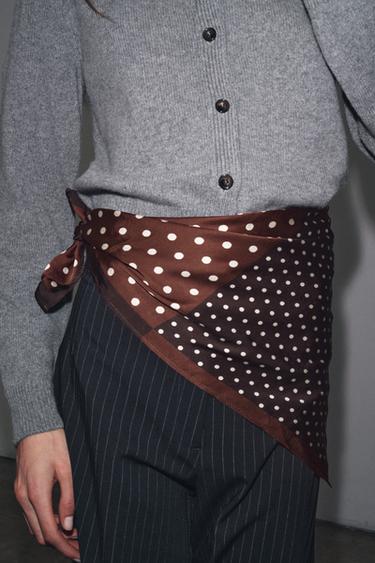 POLKA DOT PRINT SCARF - Brown by Zara - Image 2