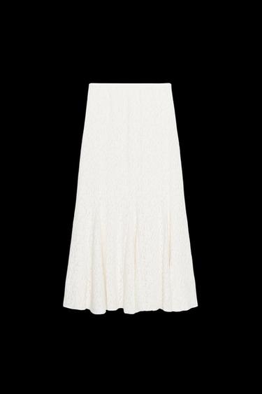 Zara SOFT-TOUCH LACE SKIRT - Ecru - Image 0