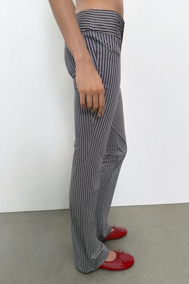 STRIPED FLARE TROUSERS - Black / White by Zara - Image 3