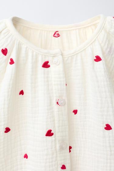 CHEMISE TEXTURÉE CŒURS BRODÉS - Écru de Zara - Image 2