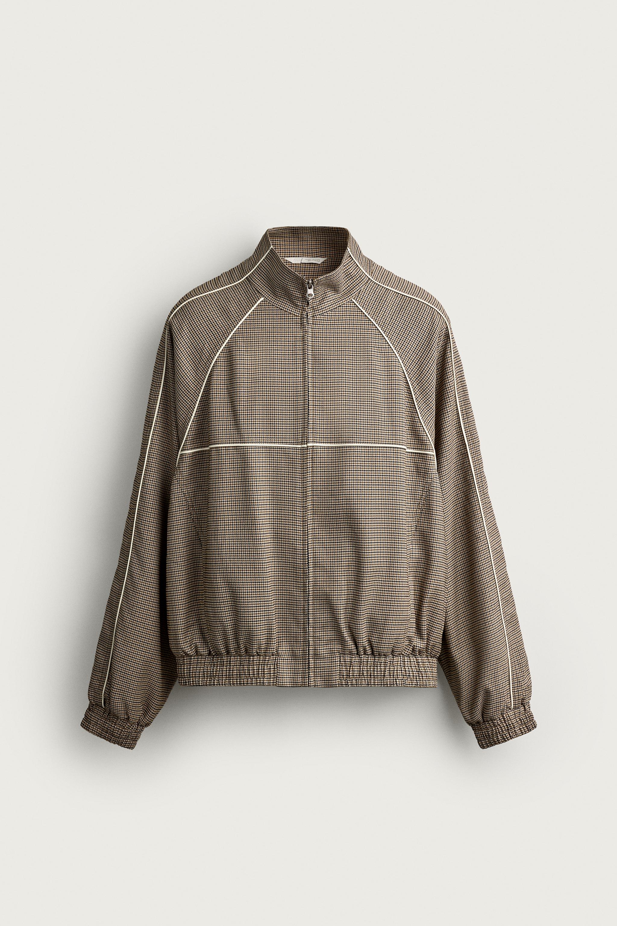 RELAXED-FIT CONTRAST HOUNDSTOOTH JACKET
