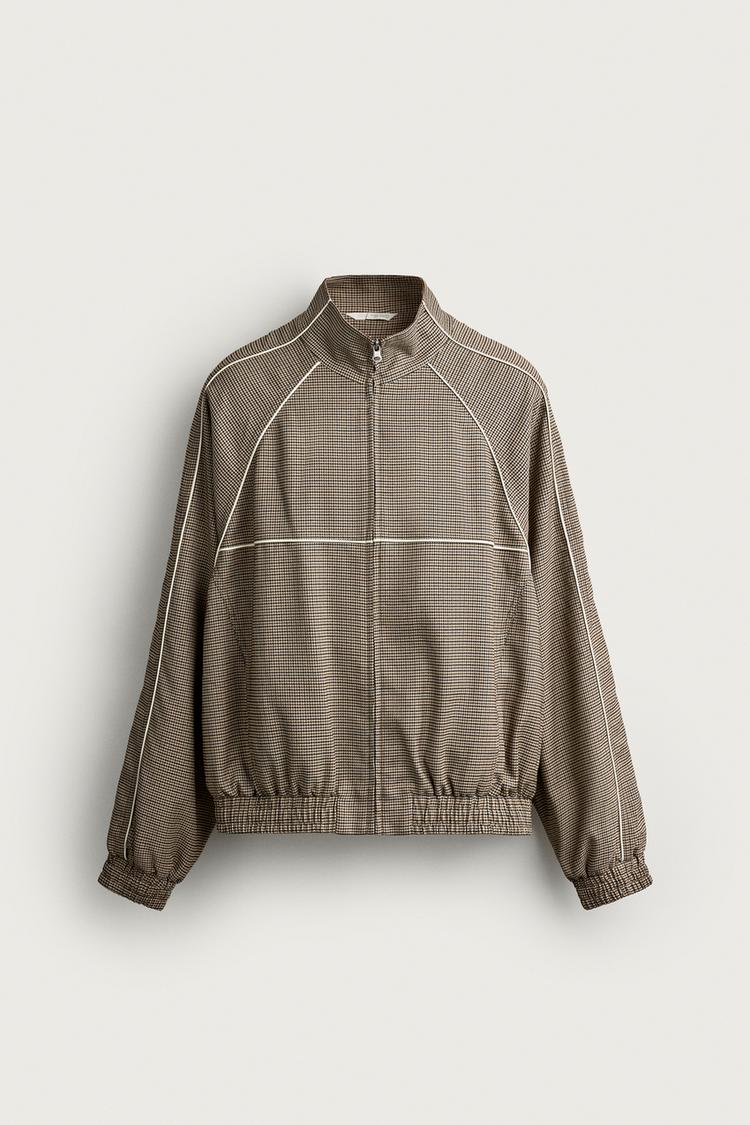 CONTRAST HOUNDSTOOTH RELAXED FIT JACKET