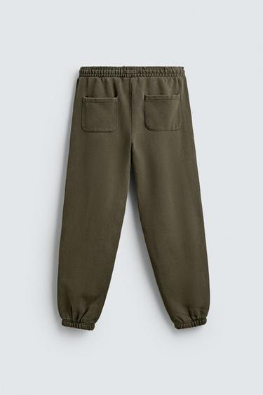 RELAXED FIT FADED EFFECT TROUSERS - Khaki by Zara - Image 7