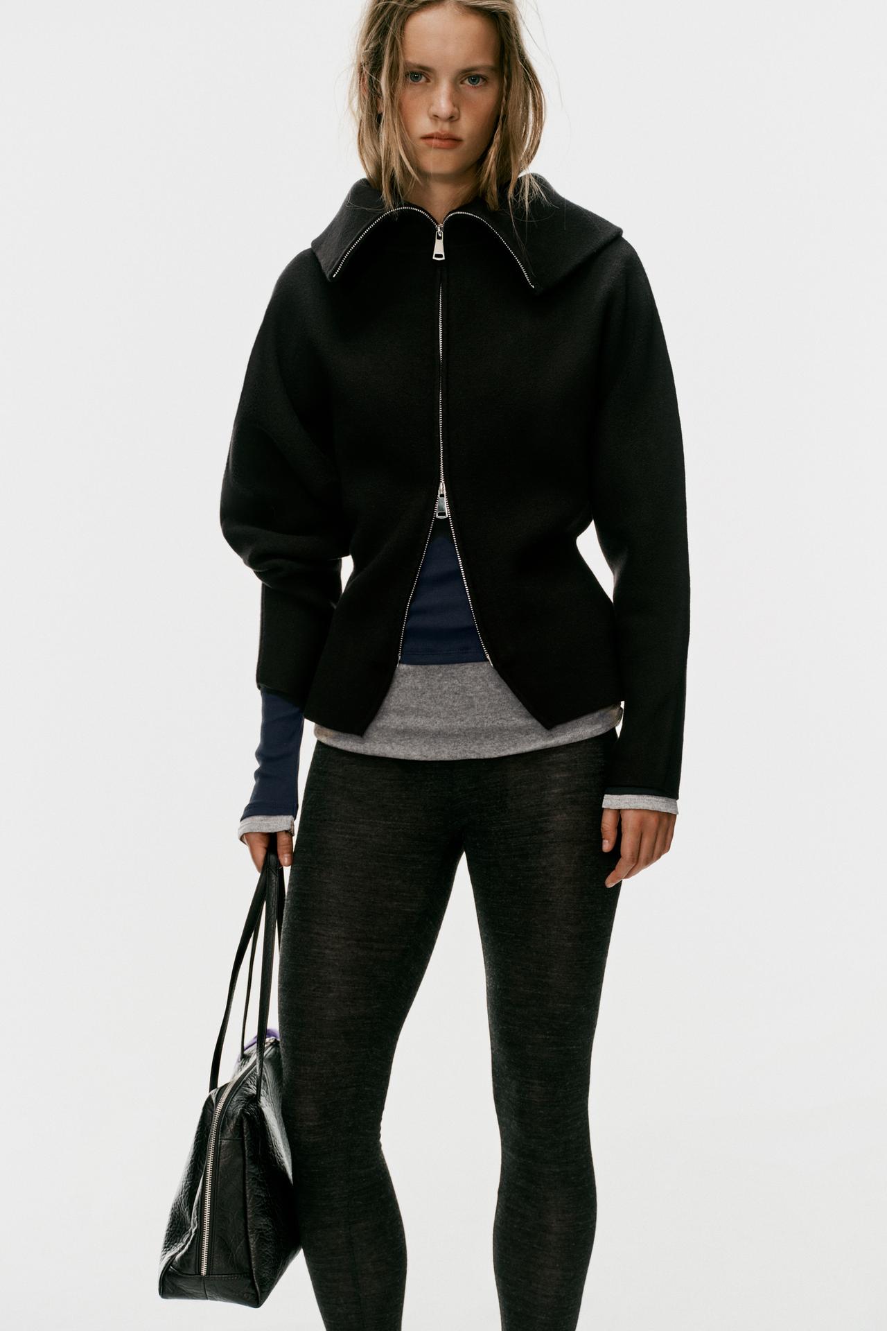 HIGH-NECK CARDIGAN — Black
